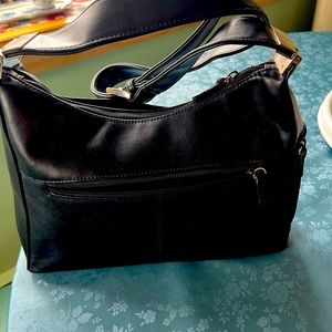 Black leather satchel